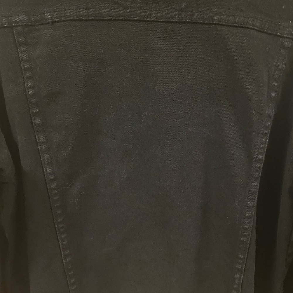 Road Narrows NYC Black Denim Button Down Jacket Size L Embroidered Distressed - Picture 13 of 16